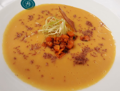 Recetario CREMA DE CALABAZA CON JAMÓN FRITO